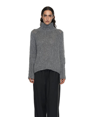 Turtleneck Kaschmir Pullover - Grey Melange Turtleneck Kaschmir Pullover - Grey Melange