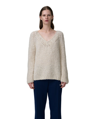 v neck - sequins- ecru v neck - sequins- ecru