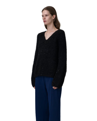 v neck - sequins- black v neck - sequins- black
