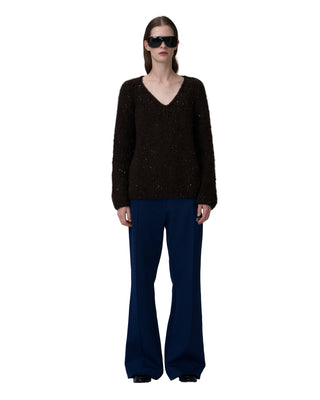 v neck - sequins- choco v neck - sequins- choco