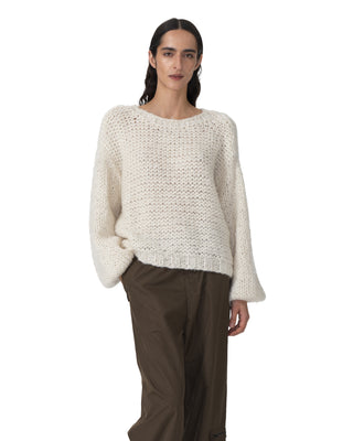 Rundhals Pullover - Ecru Rundhals Pullover - Ecru