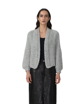 Kaschmir Jacke Bouclé - light grey Detail front Kaschmir Jacke Bouclé - light grey Detail front