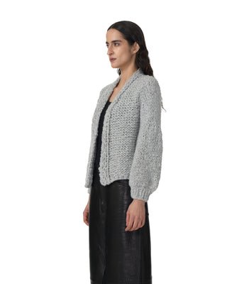Kaschmir Jacke Bouclé - light grey Seite Kaschmir Jacke Bouclé - light grey Seite