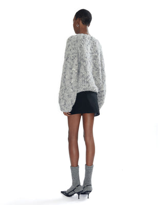 Oversized Kaschmir Grobstrick Cardigan von ELLA SILLA in grey melange für Damen Rueckenansicht Oversized Kaschmir Grobstrick Cardigan von ELLA SILLA in grey melange für Damen Rueckenansicht
