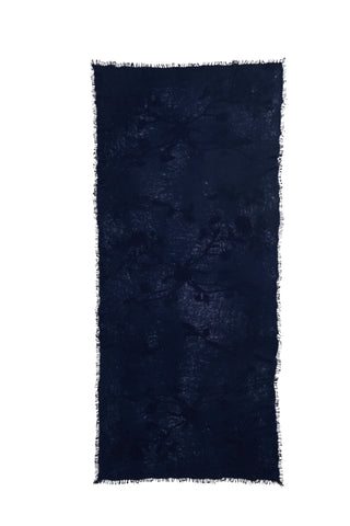 Cashmere scarf with embroidery - navy