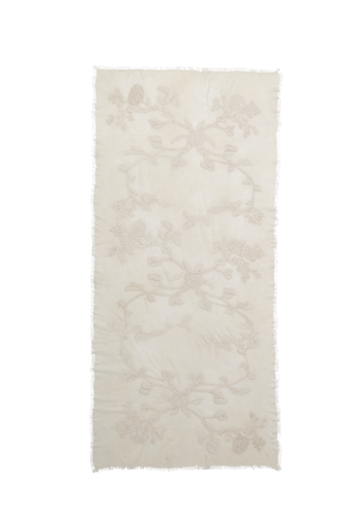 Cashmere scarf with embroidery - ecru