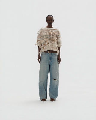 sweater with fringes - black