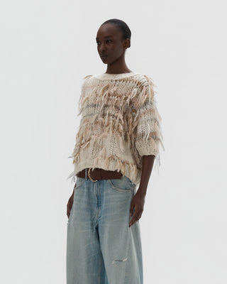 sweater with fringes - black