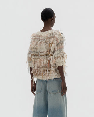 sweater with fringes - black