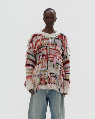 sweater with fringes - black