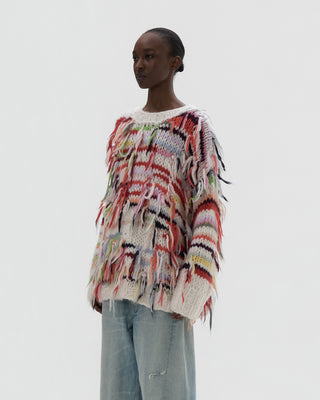sweater with fringes - black