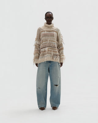 Exklusiver Fransenpullover - Multi