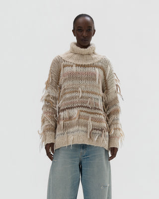 sweater with fringes - black
