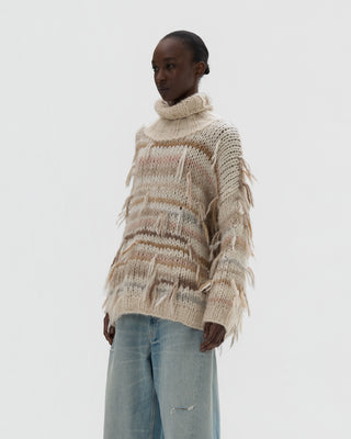 sweater with fringes - black