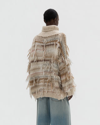 sweater with fringes - black