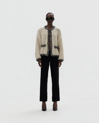 Jacke mit Fransendetail- Ecru