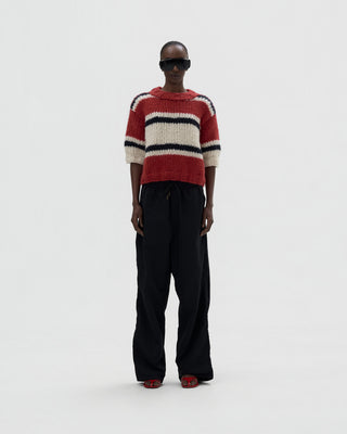 Kurzarm Pullover Streifen - Red