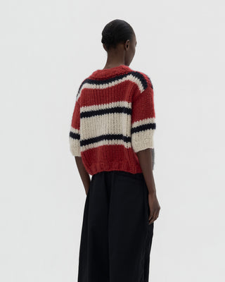 shortsleeve sweater stripes  - red