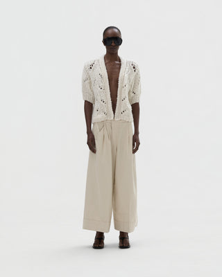 Lochstrickjacke - Bianco