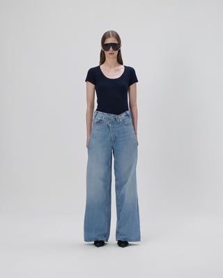 Kaschmir Kurzarm T-Shirt - Navy