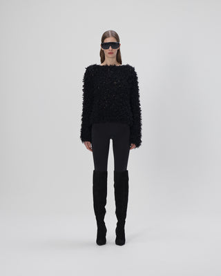 Fransenpullover - Black