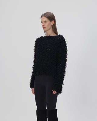 sweater with fringes - black