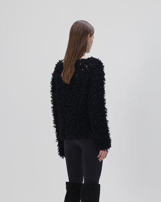 sweater with fringes - black