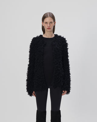 jacket with fringes - black