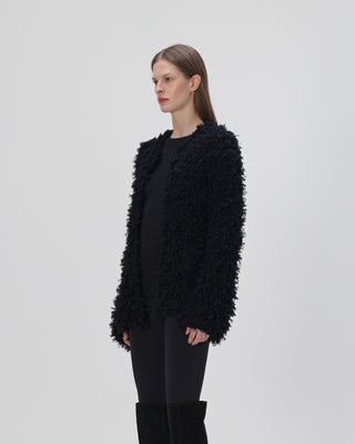 jacket with fringes - black