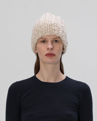 Bouclé Kaschmir Mütze - Soft Beige