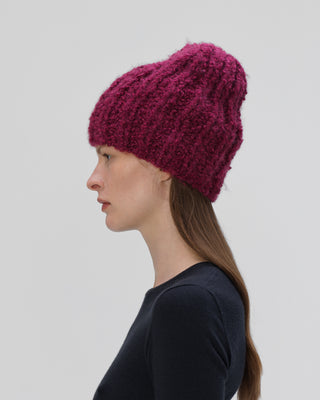 Ella Silla 100 Prozent Kaschmir Bouclé Mütze Damen, bordeaux, weich, elegant 