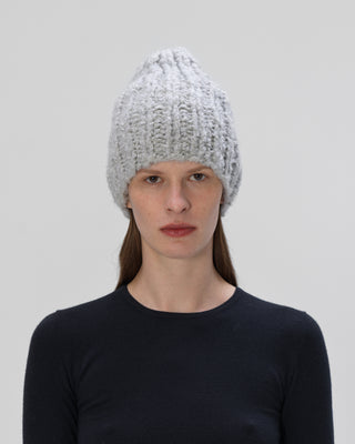 Ella Silla 100 Prozent Kaschmir Bouclé Mütze Damen, light grau, weich, elegant 