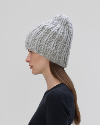 Ella Silla 100 Prozent Kaschmir Bouclé Mütze Damen, light grau, weich, elegant 