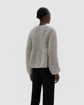 Ella Silla 100 Prozent Kaschmir Cardigan mit Schößchendetail Damen, grau, Cardigan, weich, elegant 