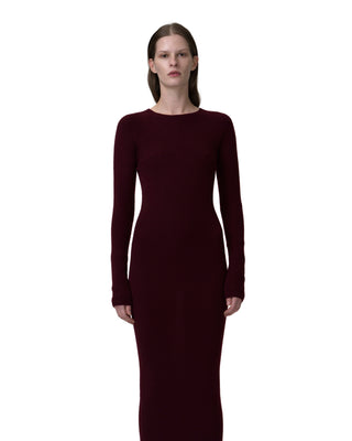 Langes Kaschmirkleid aus Feinstrick in dem Farbtone Bordeaux Rot