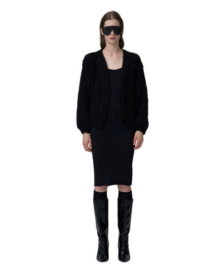 Kaschmirjacke mit Pailletten in der Farbe black