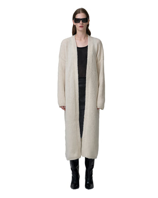 Langer Kaschmirmantel in der Farbe Ecru