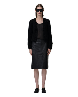 Kurze Kaschmirjacke mit Pailletten, Farbe schwarz