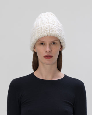 Ella Silla 100 Prozent Kaschmir Beanie Boucle Damen, weiss, weich, elegant 