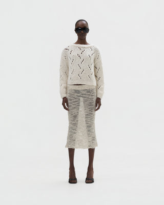 Ella Silla 100 Prozent Kaschmir Lochstrick Pullover Damen, Pink, Rundhals, weich, elegant 