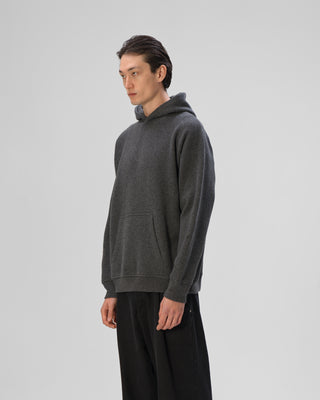 Ella Silla Kaschmir Hoodie in der Farbe dunkelgrau Seitenansicht.