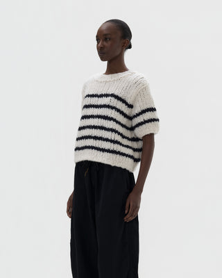 Ella Silla 100 Prozent Kaschmir T-Shirt Pullover mit Strickmuster Damen, bianco, weich, elegant 