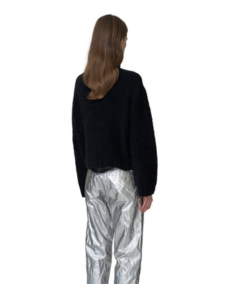 Bouclé-Kaschmir Pullover mit Rollkragen in der Farbe schwarz