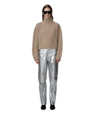 Bouclé-Kaschmir Pullover mit Rollkragen in der Farbe sandstone