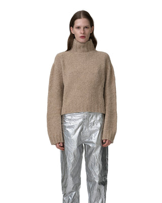 Bouclé-Kaschmir Pullover mit Rollkragen in der Farbe sandstone