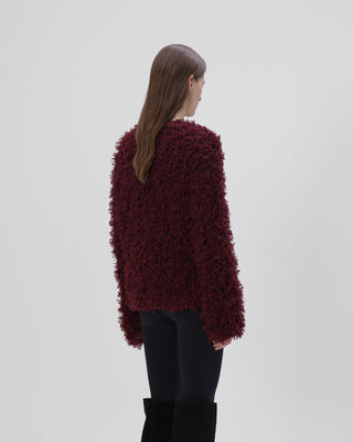 Ella Silla 100 Prozent Kaschmir Jacke mit Fransen Damen, bordeaux, weich, elegant 