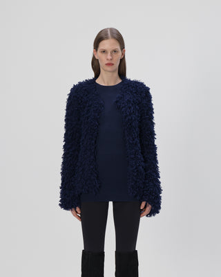 Ella Silla 100 Prozent Kaschmir Jacke mit Fransen Damen, navy, weich, elegant 