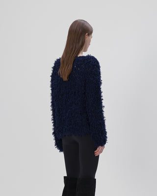 Ella Silla 100 Prozent Kaschmir Pullover mit Fransen Damen, navy, weich, elegant 