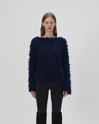 Ella Silla 100 Prozent Kaschmir Pullover mit Fransen Damen, navy, weich, elegant 