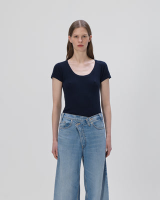 Ella Silla 100 Prozent Kaschmir Kurzarm T-Shirt, navy, weich, elegant  